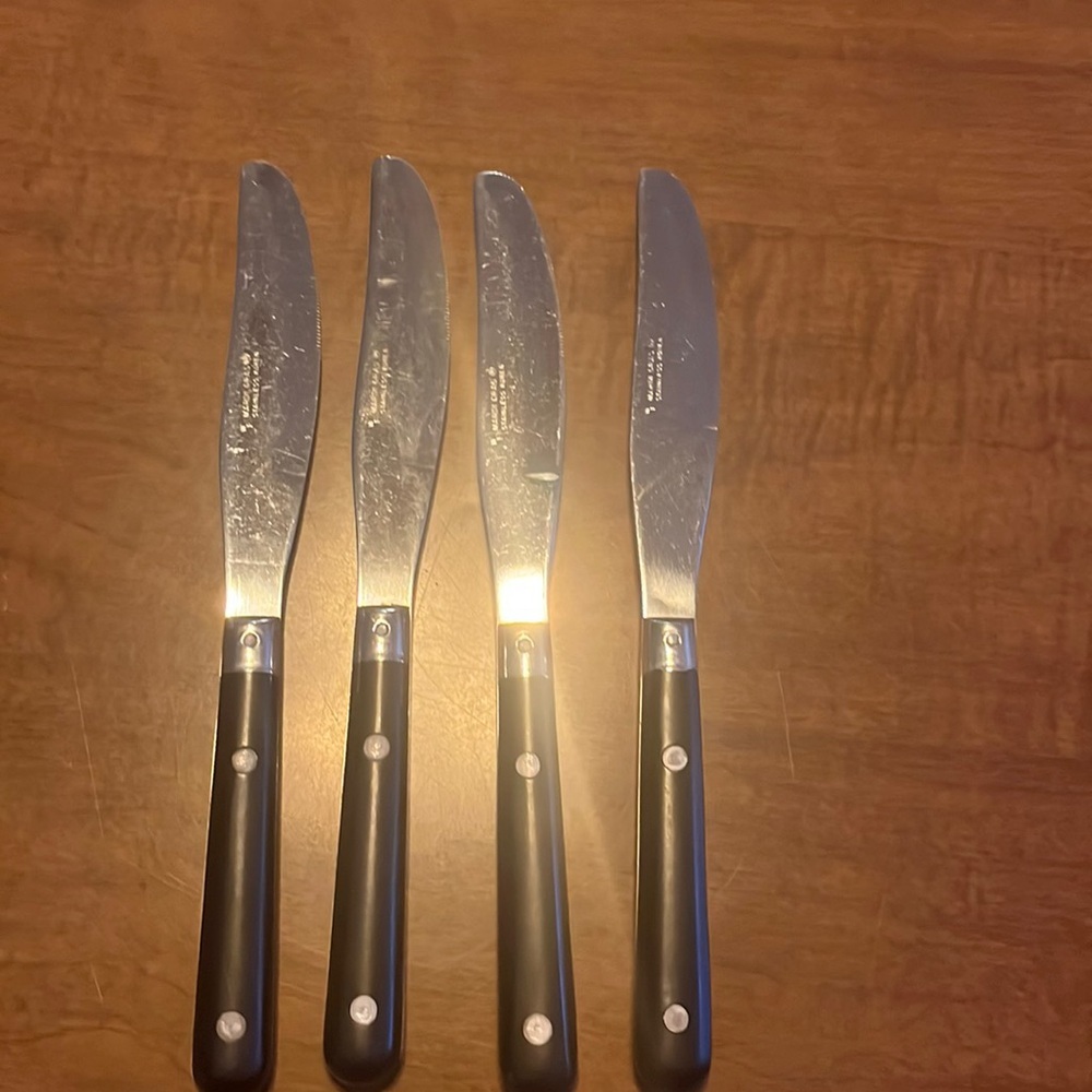 Washington Forge Mardi Gras Black Stainless‎ knives 4 Silverware flatware